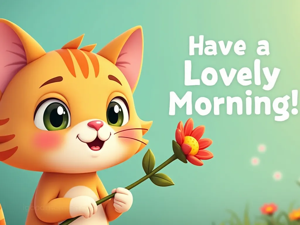 Cute cartoon couple illustration — funny and romantic good morning message for her