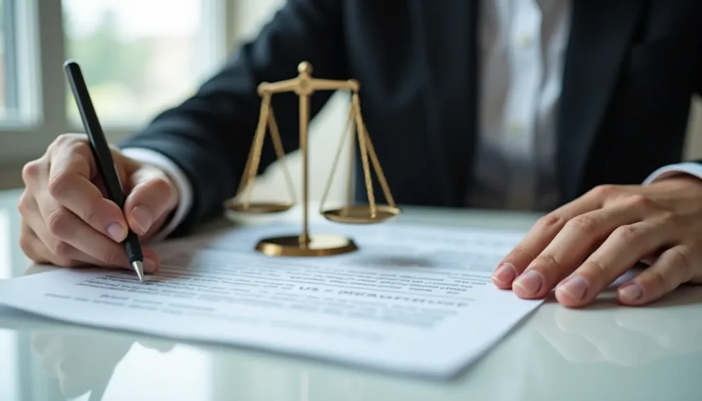 A lawyer completing critical accident claim forms to support a personal injury case.