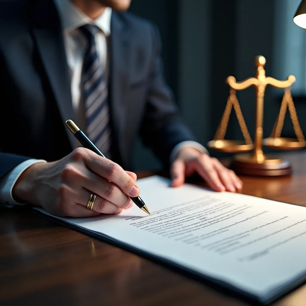 A lawyer filling out insurance forms and claim papers related to a recent car crash.